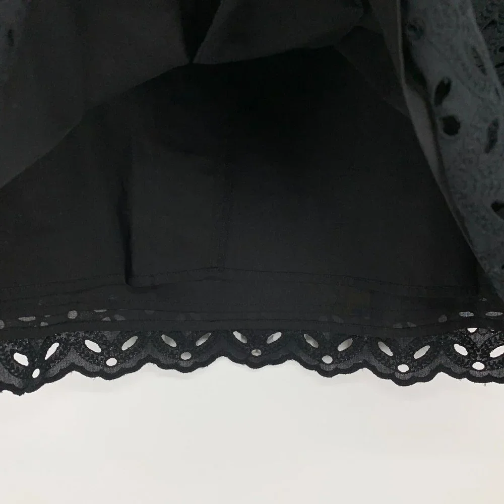 Talbots Skirt Black Floral Eyelet A Line NWT_6